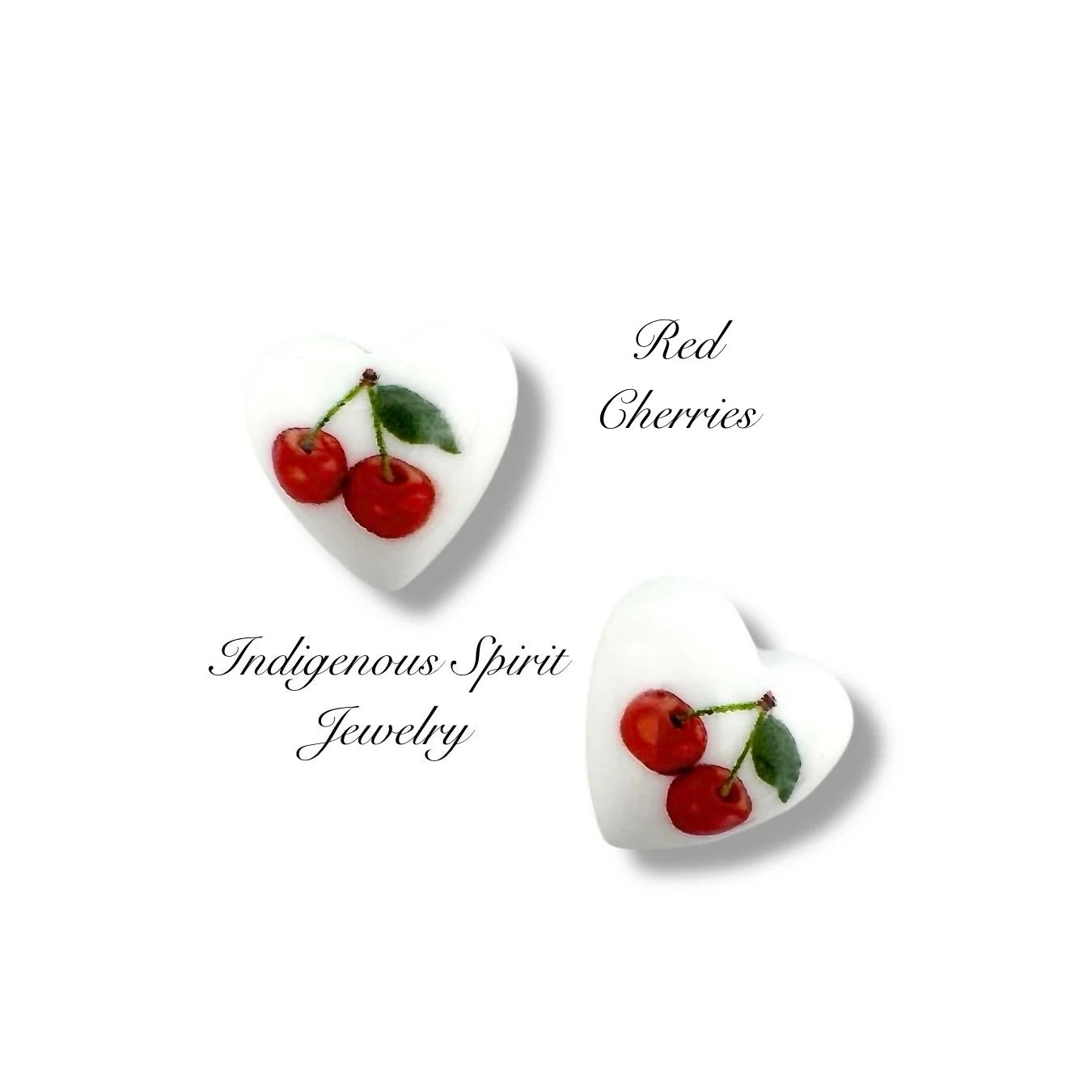 Mini Tulip & Cherries Heart Shaped Cabochons