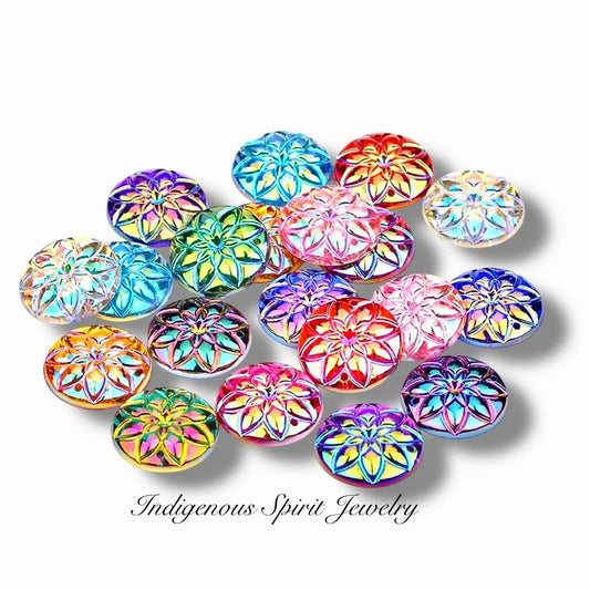 20mm Flower Cut, Acrylic Sew-on Gem Cabochons
