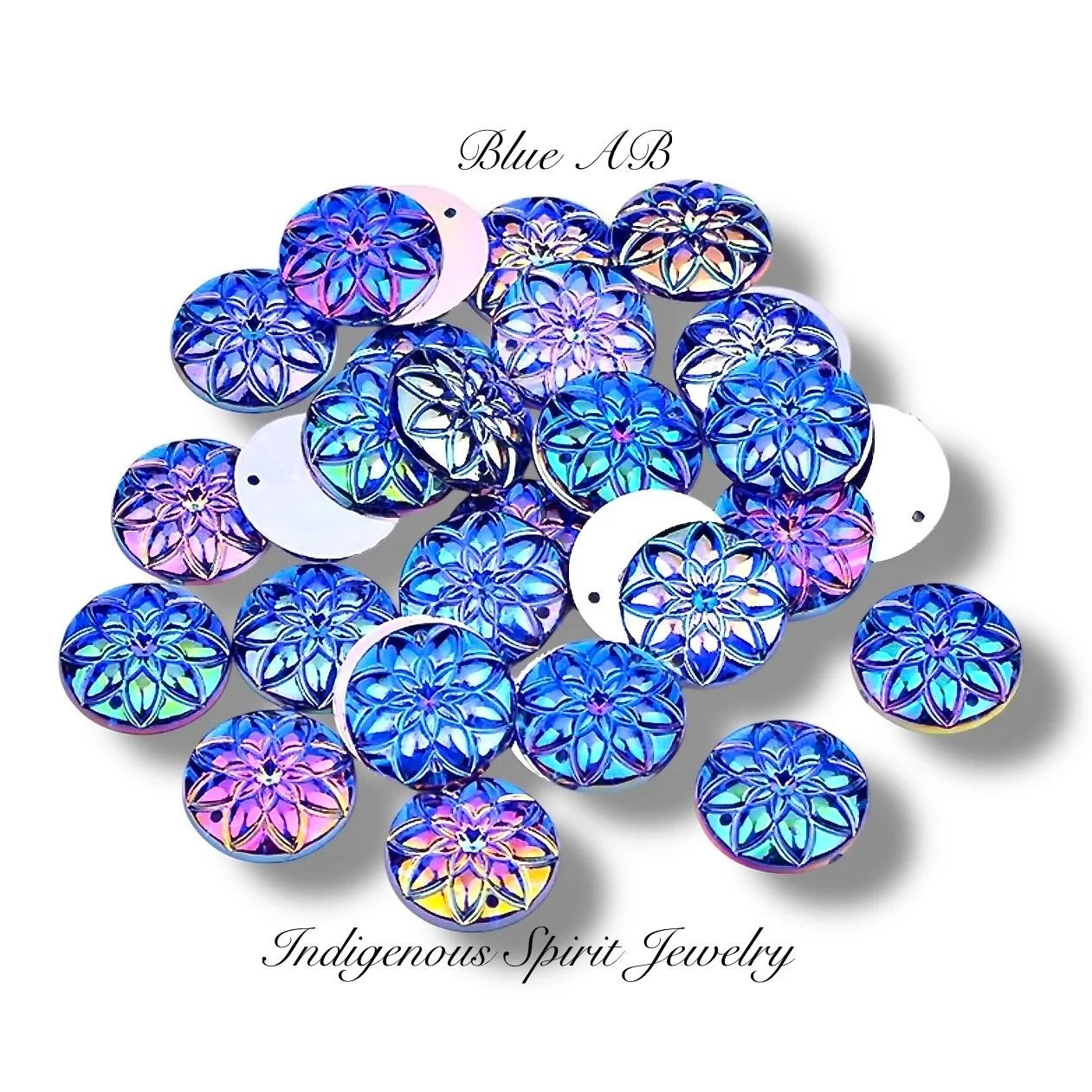 20mm Flower Cut, Acrylic Sew-on Gem Cabochons