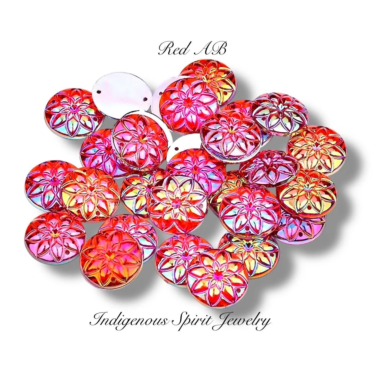20mm Flower Cut, Acrylic Sew-on Gem Cabochons