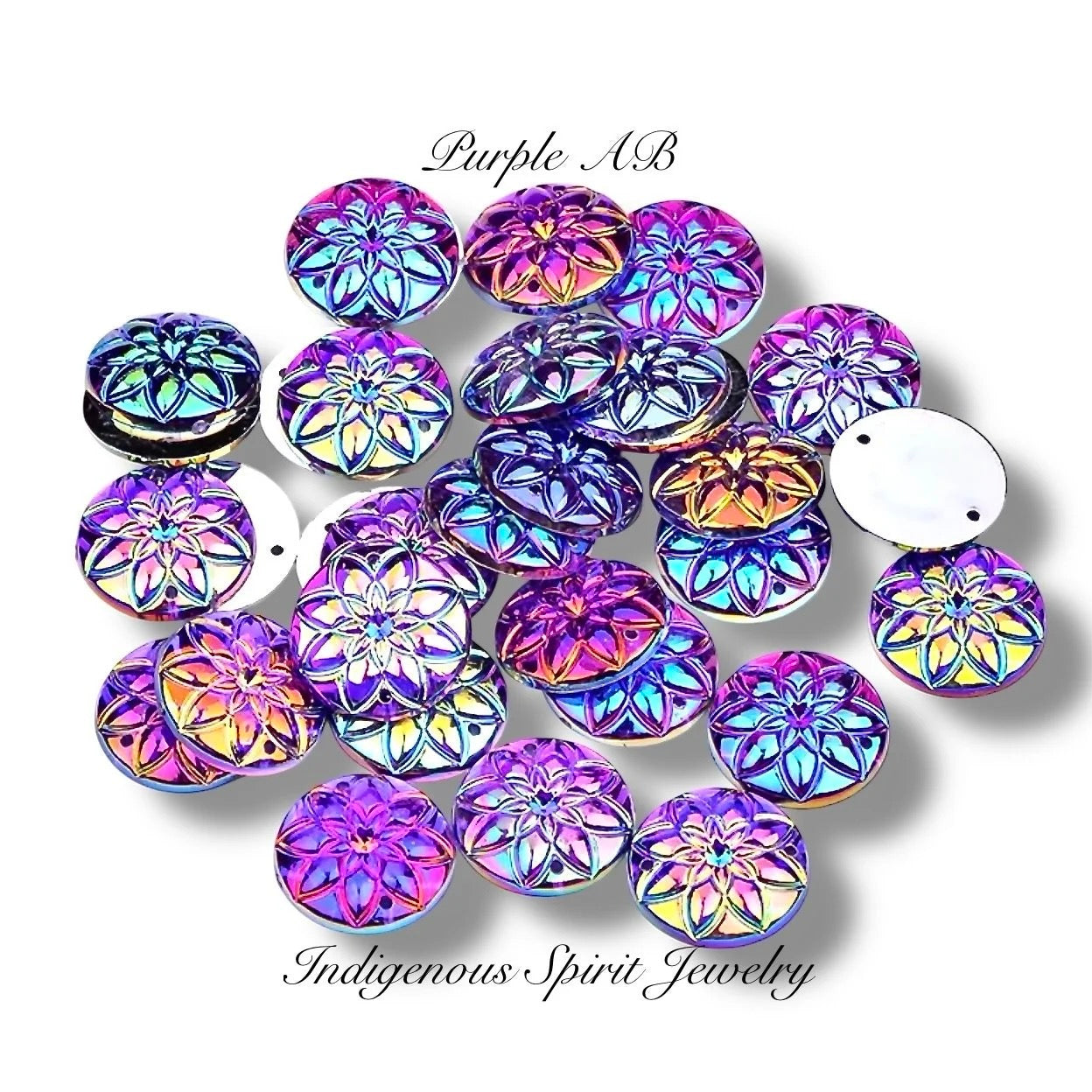 20mm Flower Cut, Acrylic Sew-on Gem Cabochons
