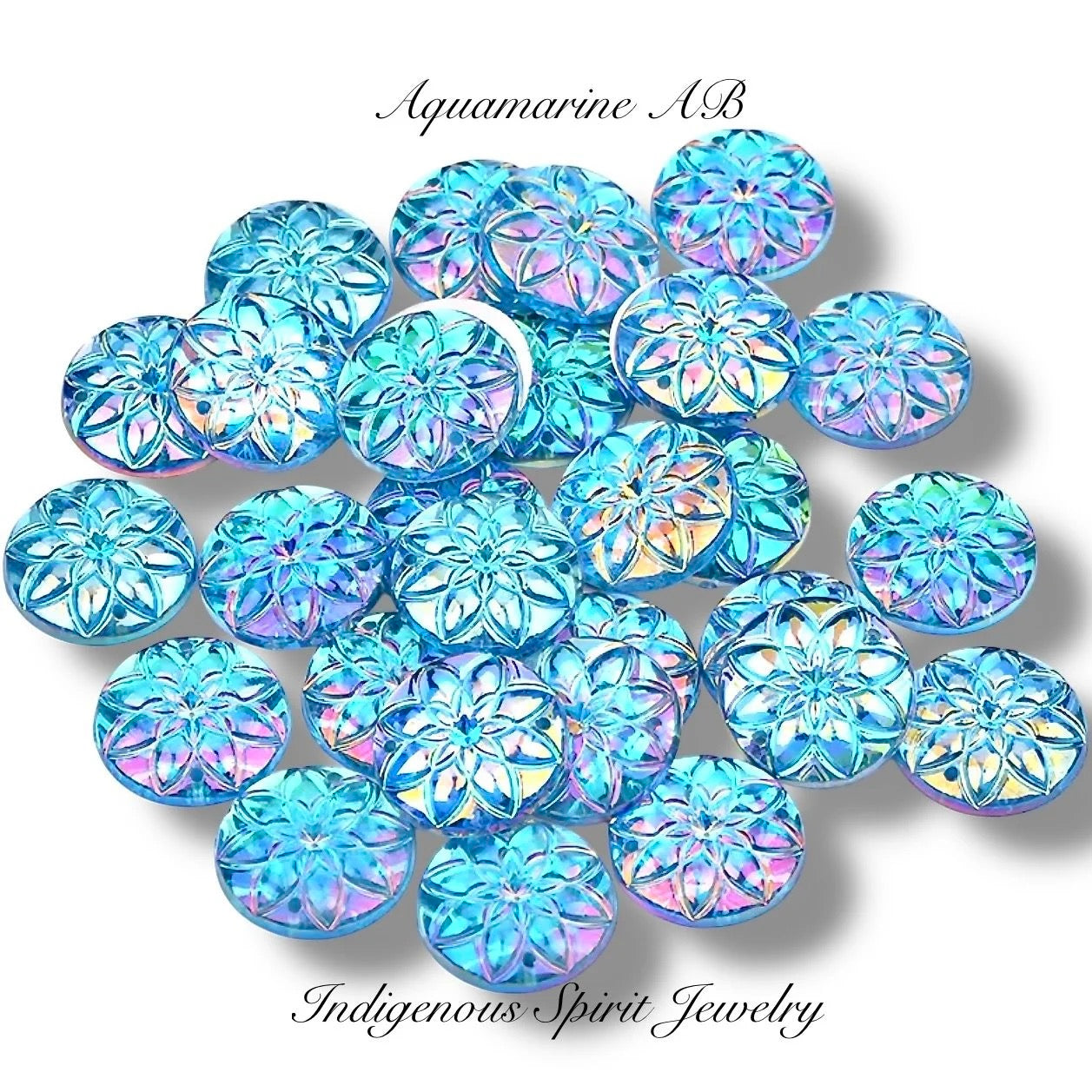 20mm Flower Cut, Acrylic Sew-on Gem Cabochons