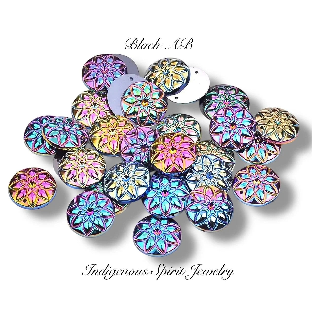 20mm Flower Cut, Acrylic Sew-on Gem Cabochons