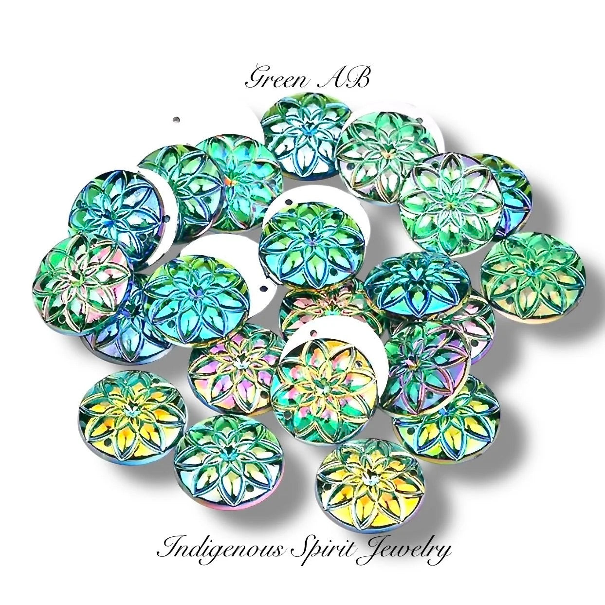 20mm Flower Cut, Acrylic Sew-on Gem Cabochons