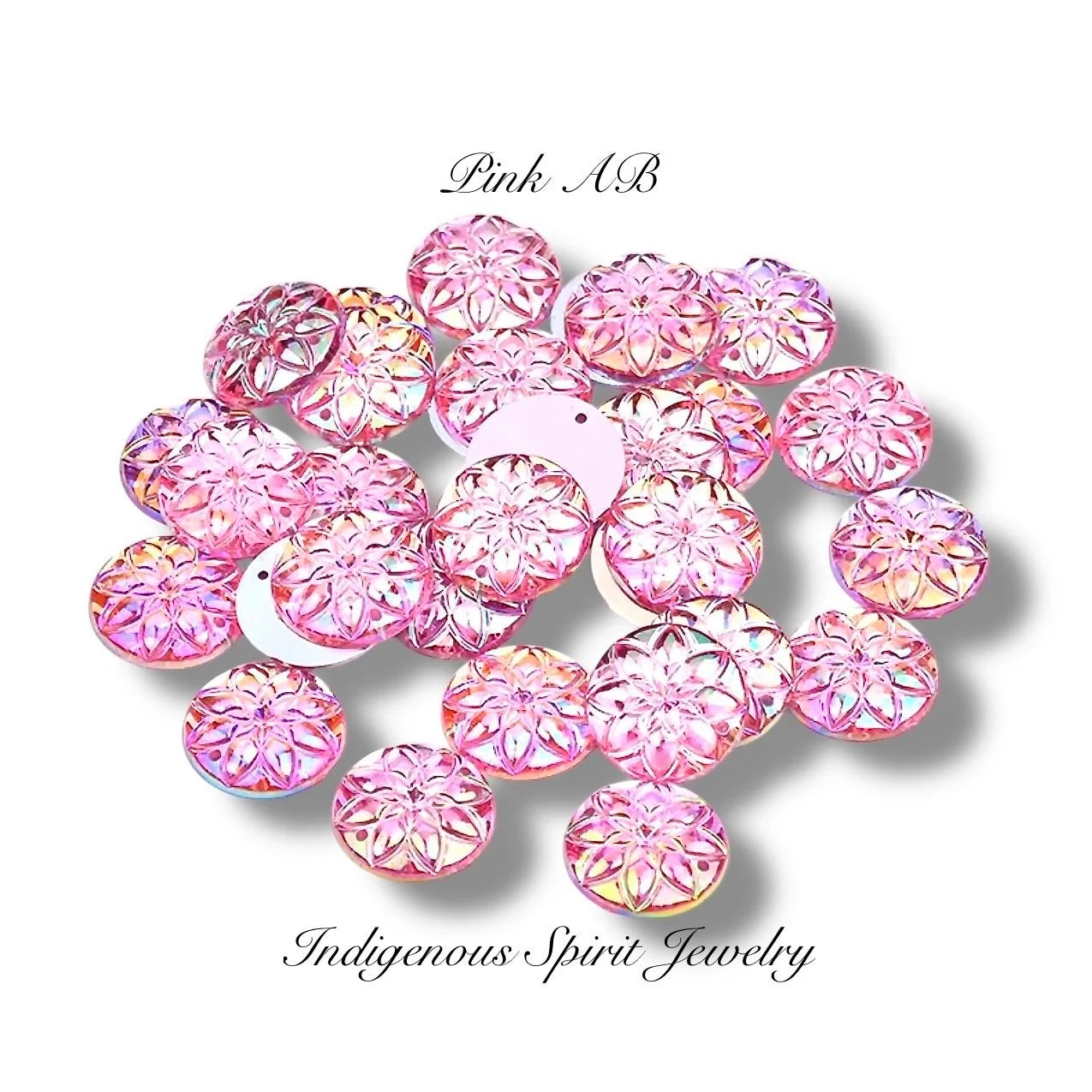 20mm Flower Cut, Acrylic Sew-on Gem Cabochons