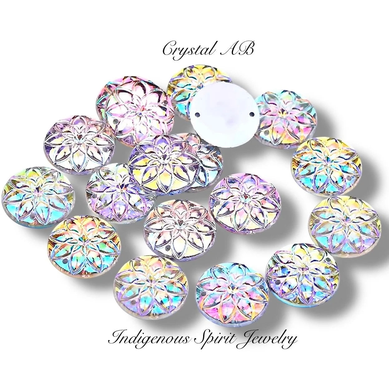 20mm Flower Cut, Acrylic Sew-on Gem Cabochons