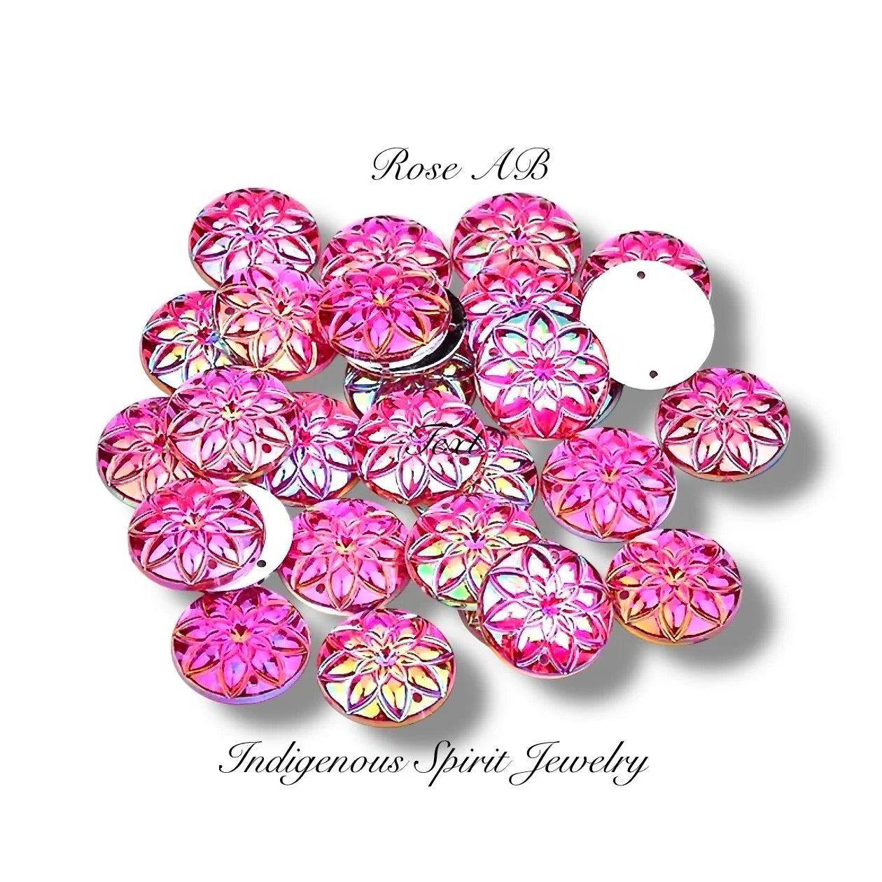 20mm Flower Cut, Acrylic Sew-on Gem Cabochons