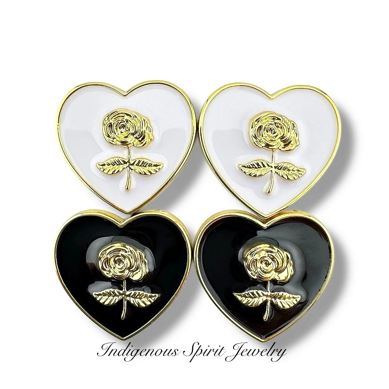 Large Heart Shaped Cabochons With Roses