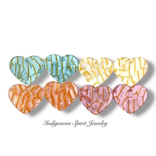 Gold Vein Heart Shaped Cabochons