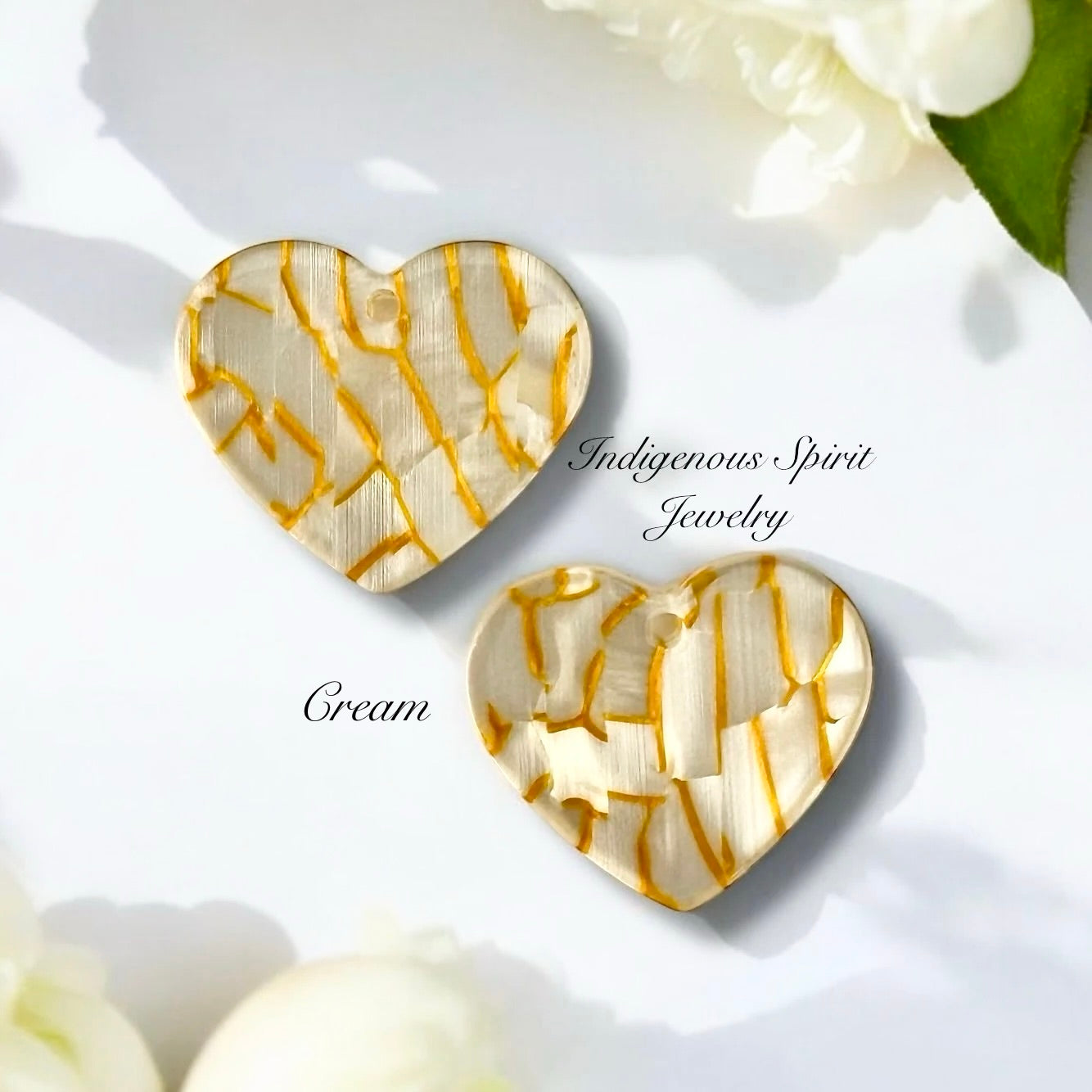 Gold Vein Heart Shaped Cabochons