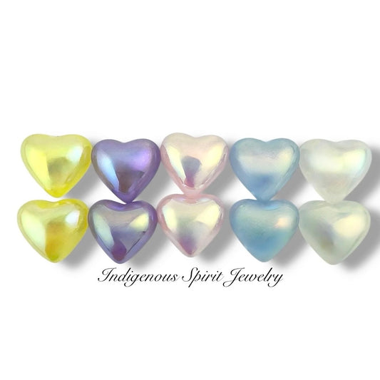 Fine Glitter Candy AB Colour Heart Shaped Cabochons