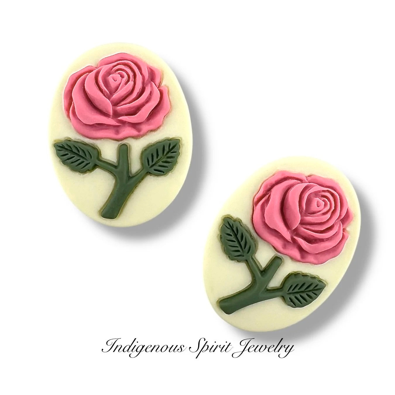 Polymer Clay Style, Resin Rose Oval Cameo Cabochons