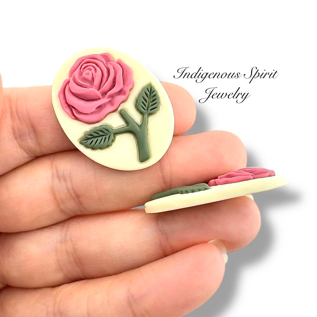 Polymer Clay Style, Resin Rose Oval Cameo Cabochons