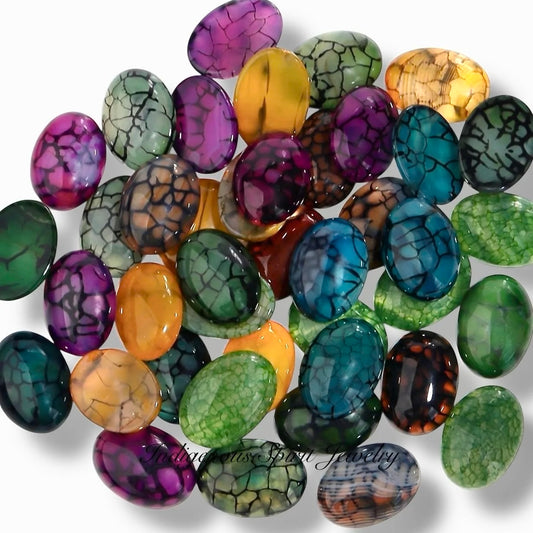 Dragon Vein Lace Agate Oval Gemstone Cabochons