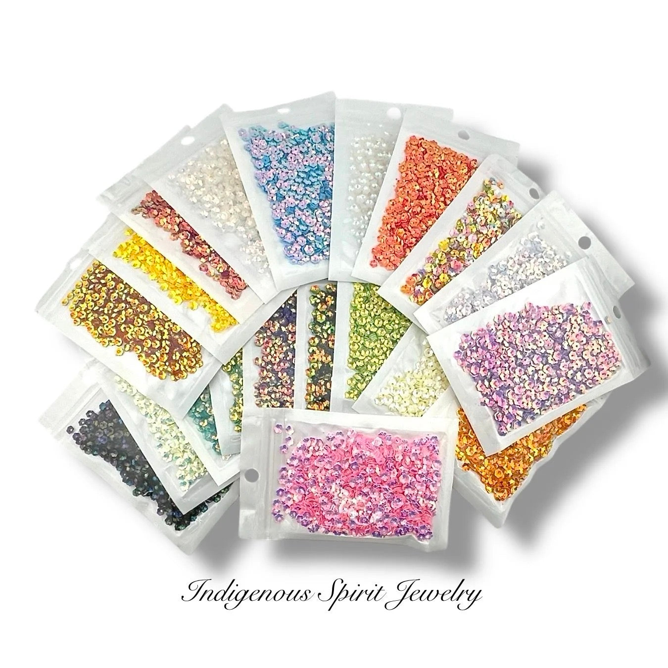 5mm Flower Cut Sequins - 20 AB Colours – Indigenous Jewelry Supplies