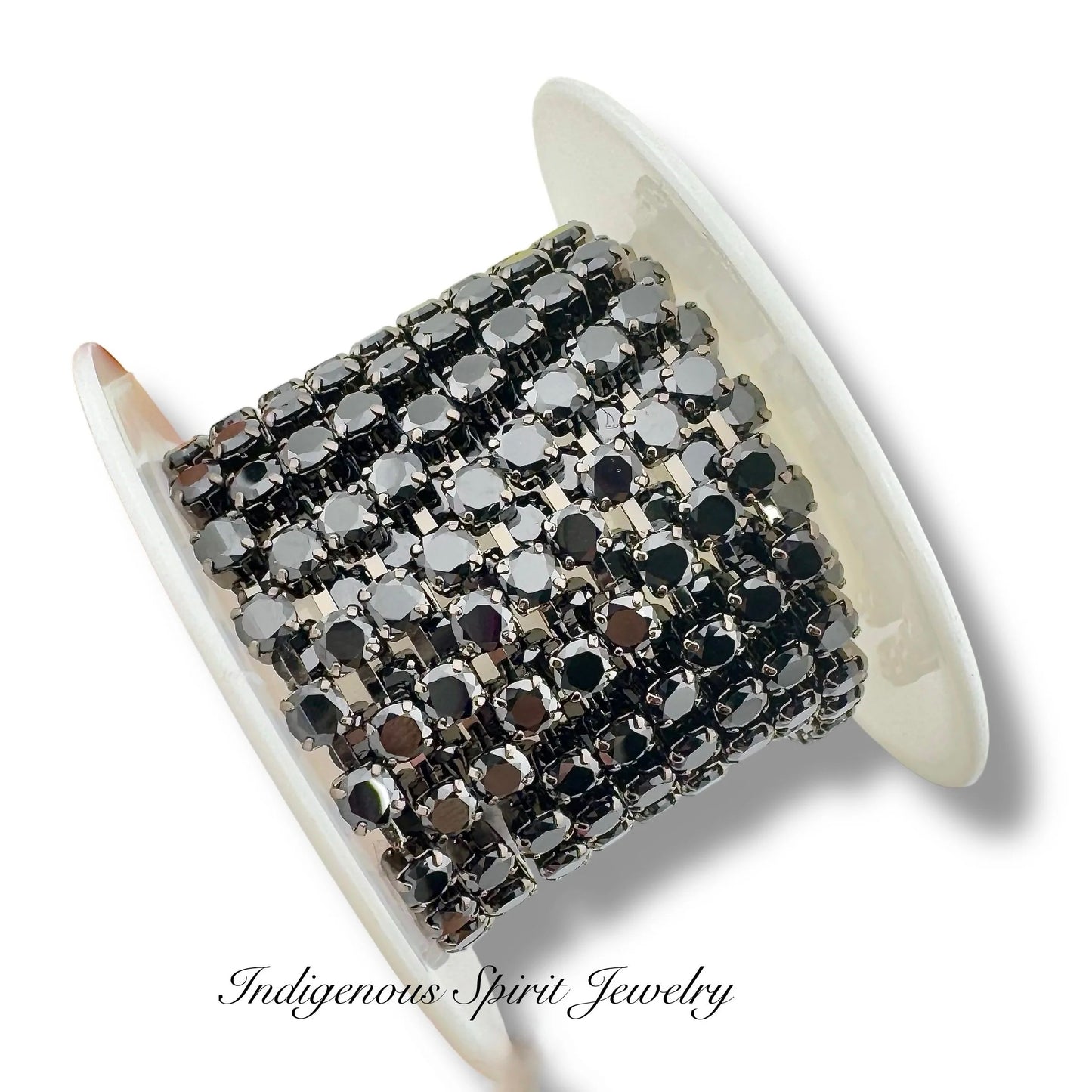 Gunmetal Plated, 4mm Round Black Cubic Zirconia Chain Banding (Clearance)