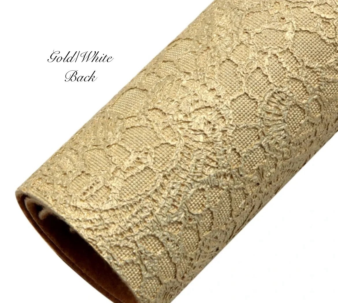 COLLECTION - Embossed Lace Faux Leather Backing (21 colours)