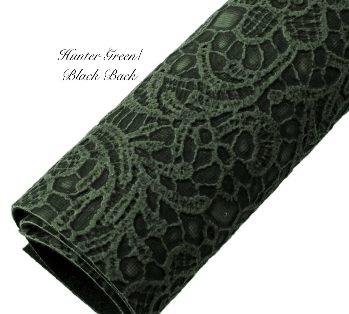 COLLECTION - Embossed Lace Faux Leather Backing (21 colours)