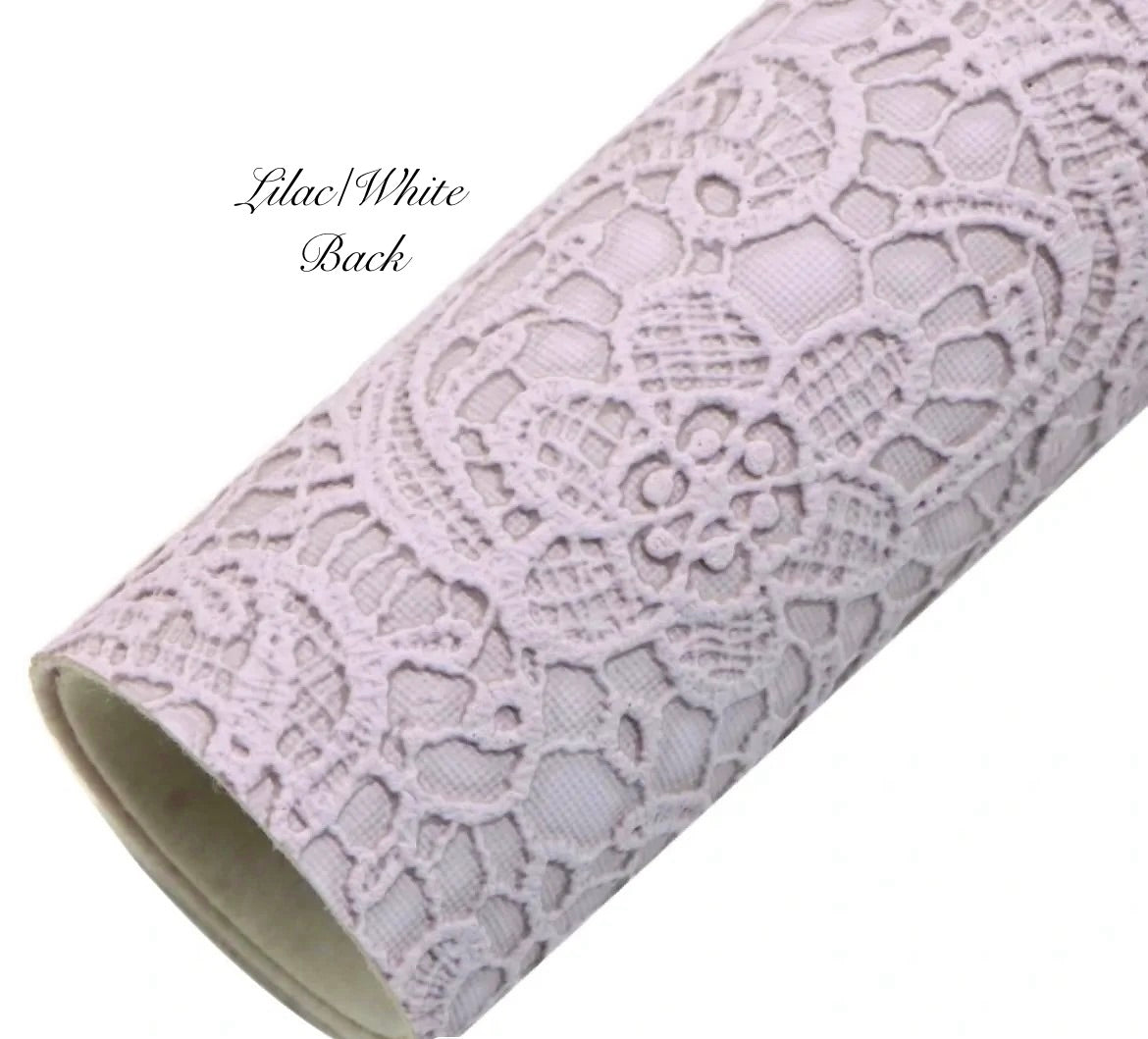 COLLECTION - Embossed Lace Faux Leather Backing (21 colours)