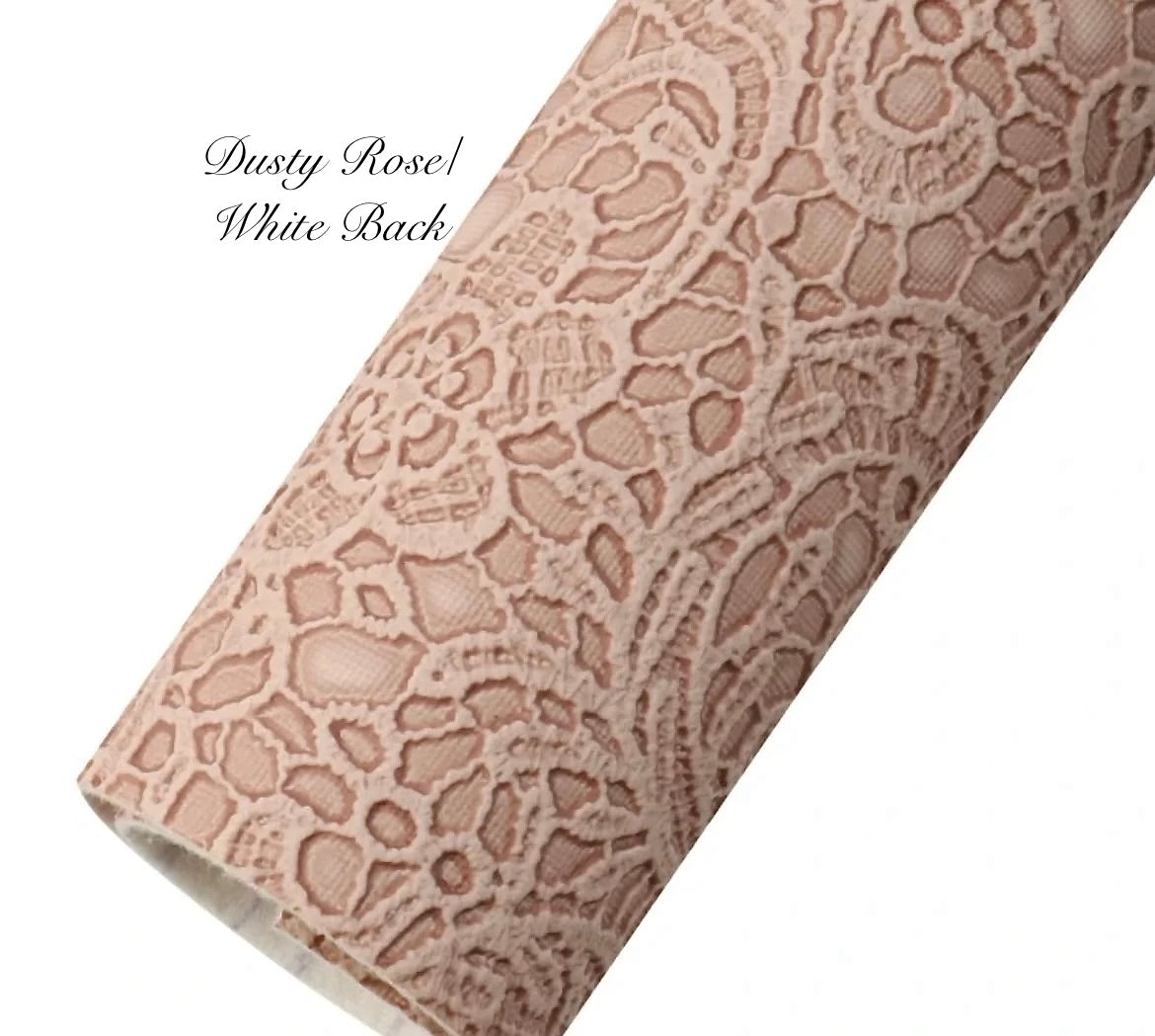COLLECTION - Embossed Lace Faux Leather Backing (21 colours)