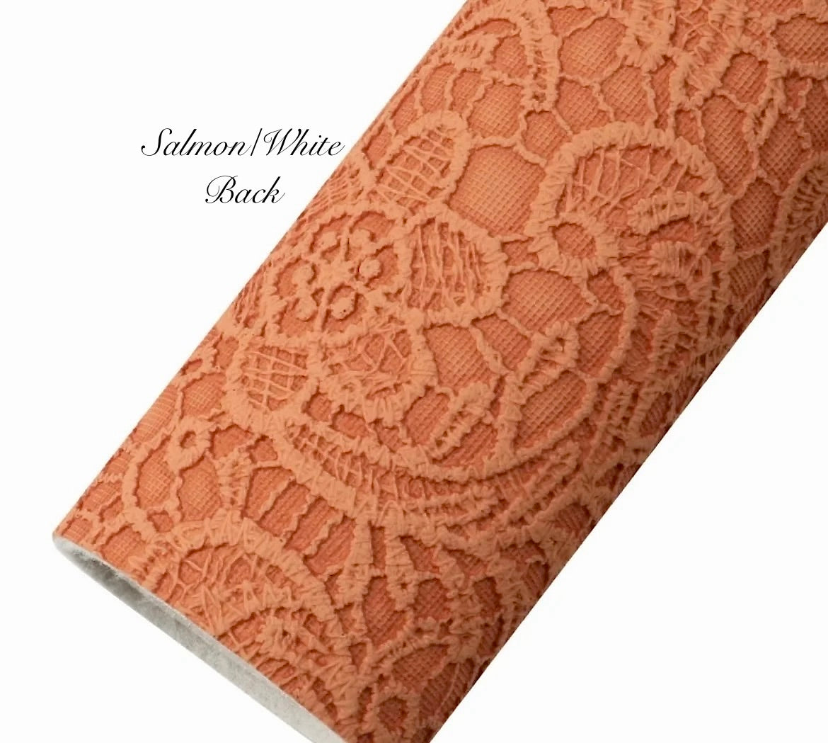 COLLECTION - Embossed Lace Faux Leather Backing (21 colours)