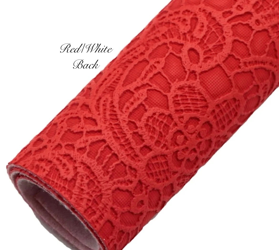 COLLECTION - Embossed Lace Faux Leather Backing (21 colours)