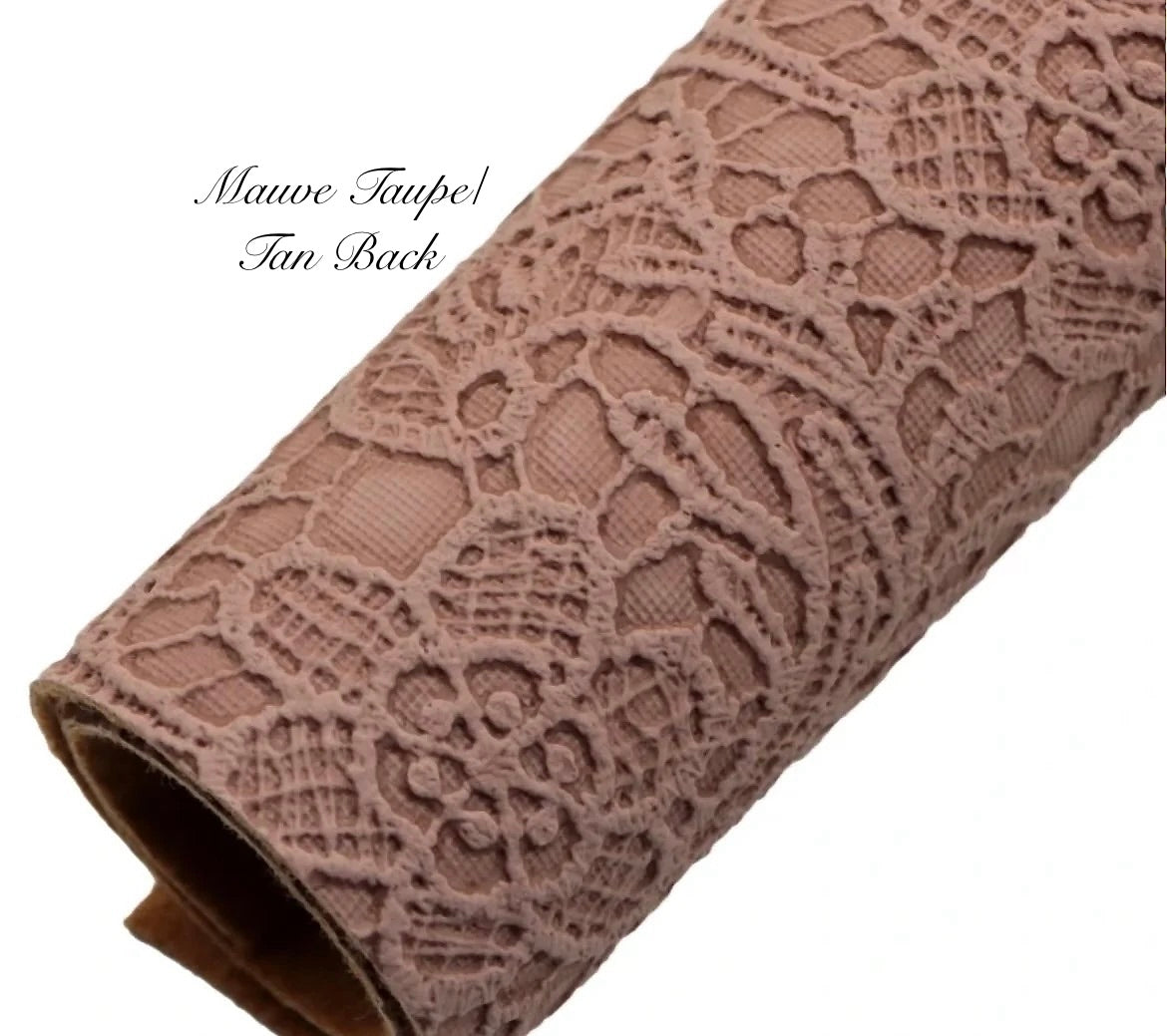 COLLECTION - Embossed Lace Faux Leather Backing (21 colours)