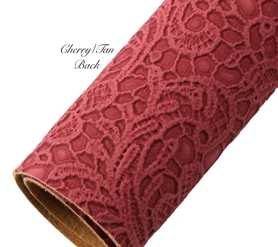 COLLECTION - Embossed Lace Faux Leather Backing (21 colours)