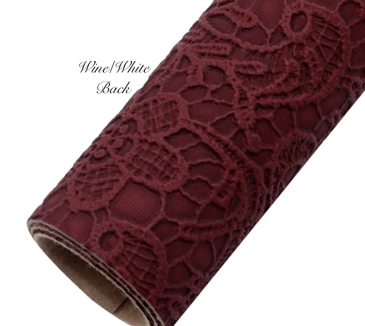 COLLECTION - Embossed Lace Faux Leather Backing (21 colours)