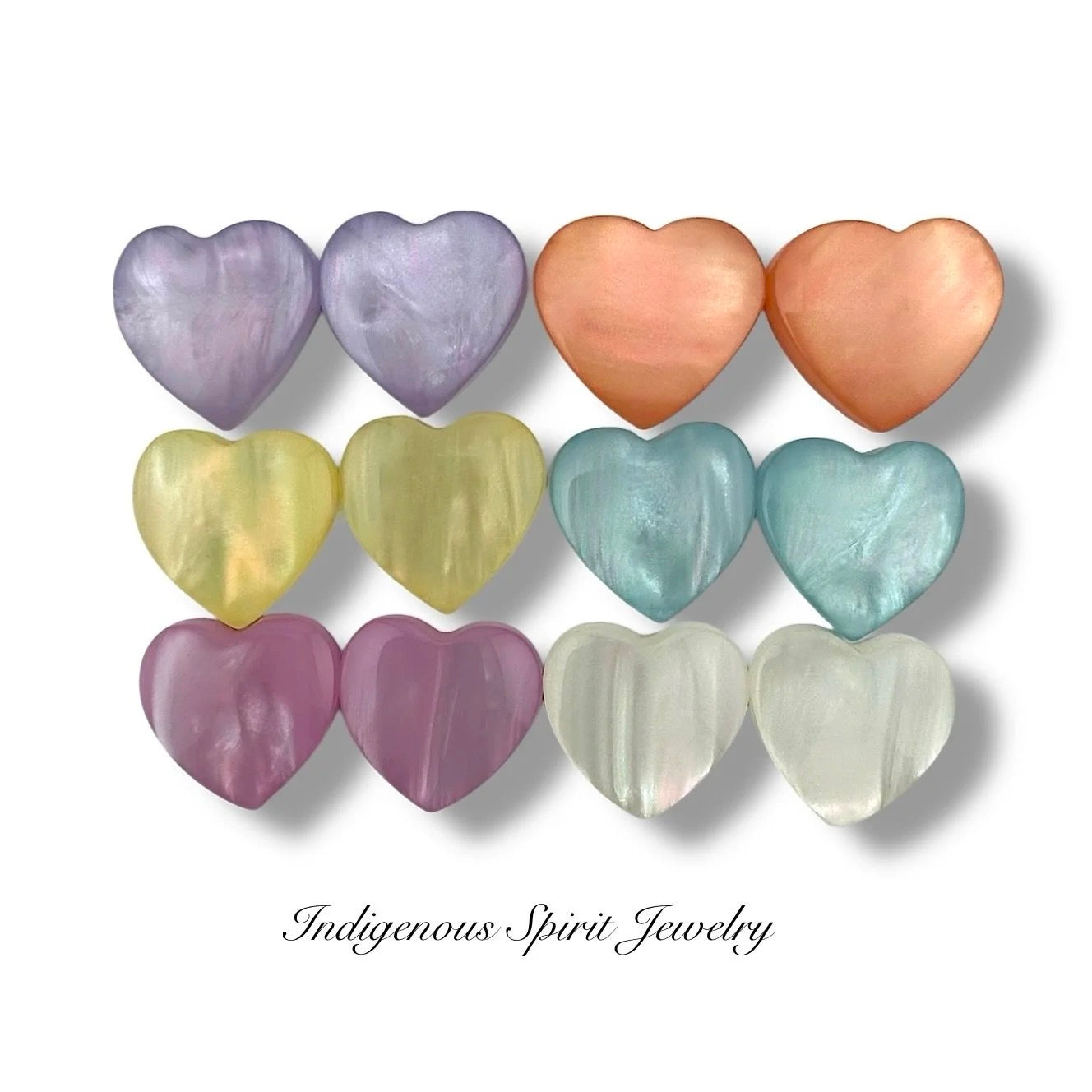 Colour Collection - Heart Imitation Shell, Resin Cabochons