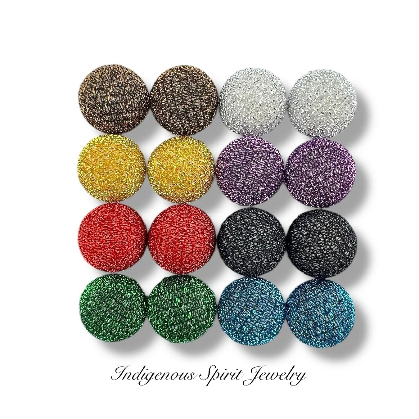 15mm Glitter Fabric Circle Cabochons