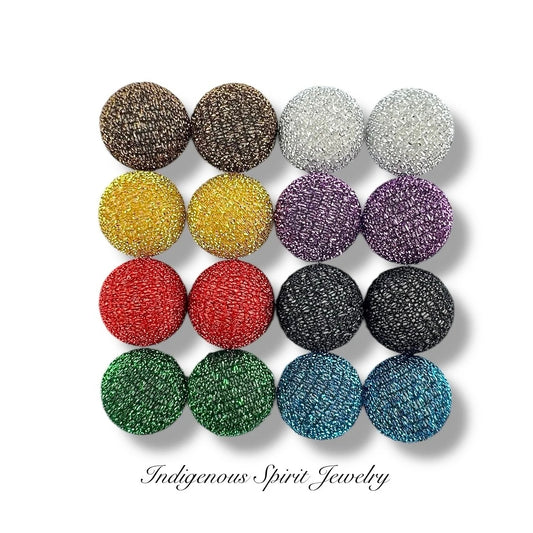 15mm Glitter Fabric Circle Cabochons