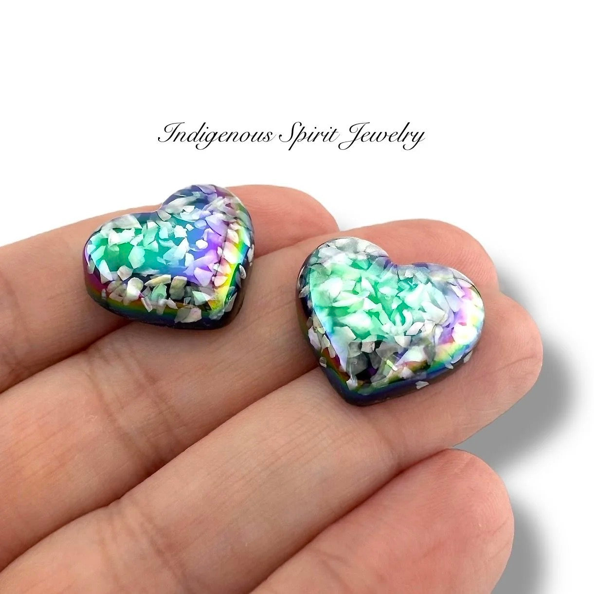 Iridescent Confetti Cabochons - Black Collection