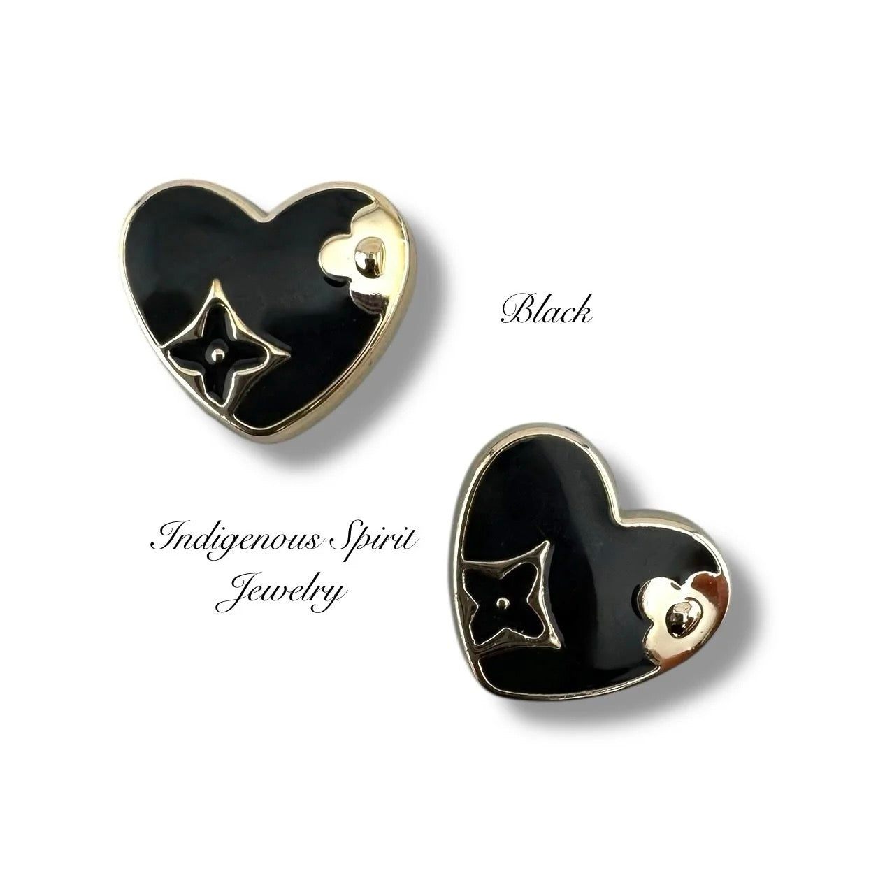 Heart Shaped Cabochons with Gold Embossed Designs - Style 2