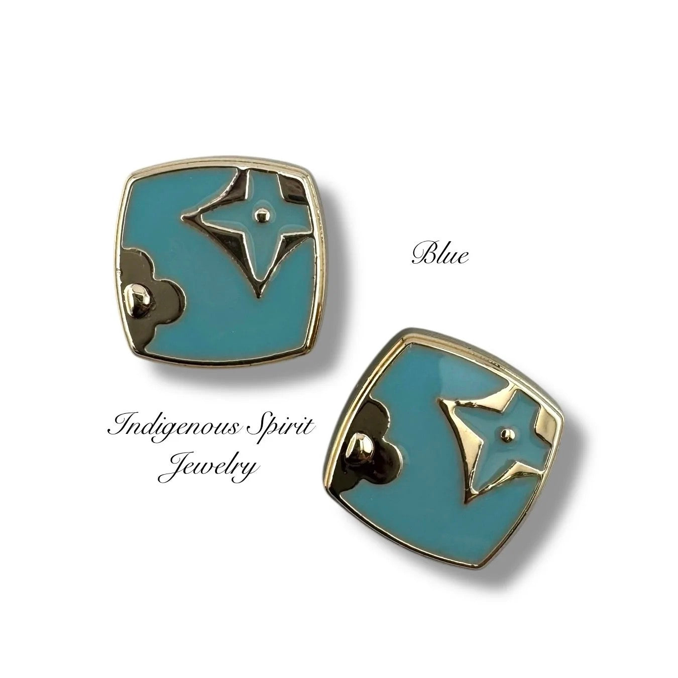 Square Shaped Cabochons with Gold Embossed Designs