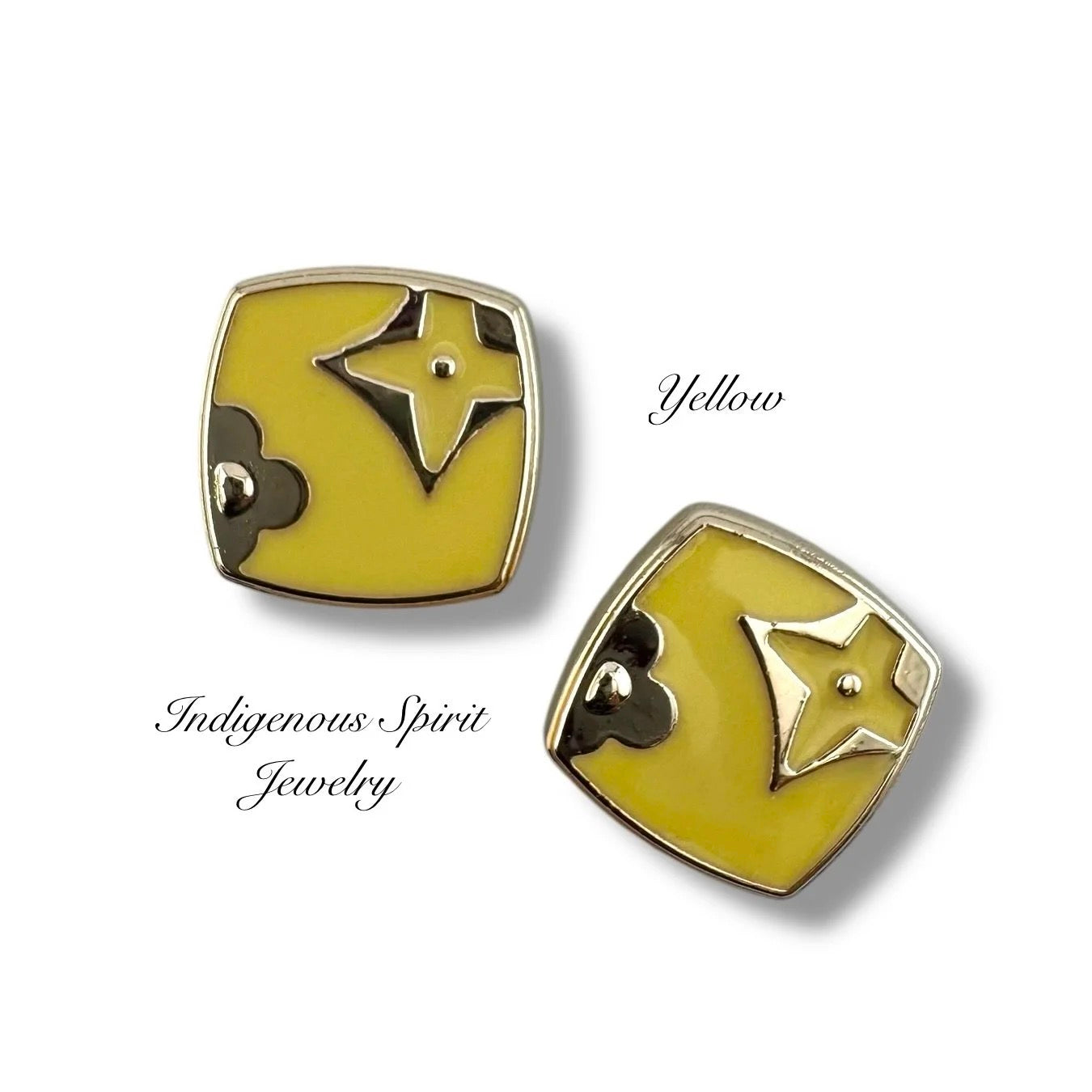 Square Shaped Cabochons with Gold Embossed Designs