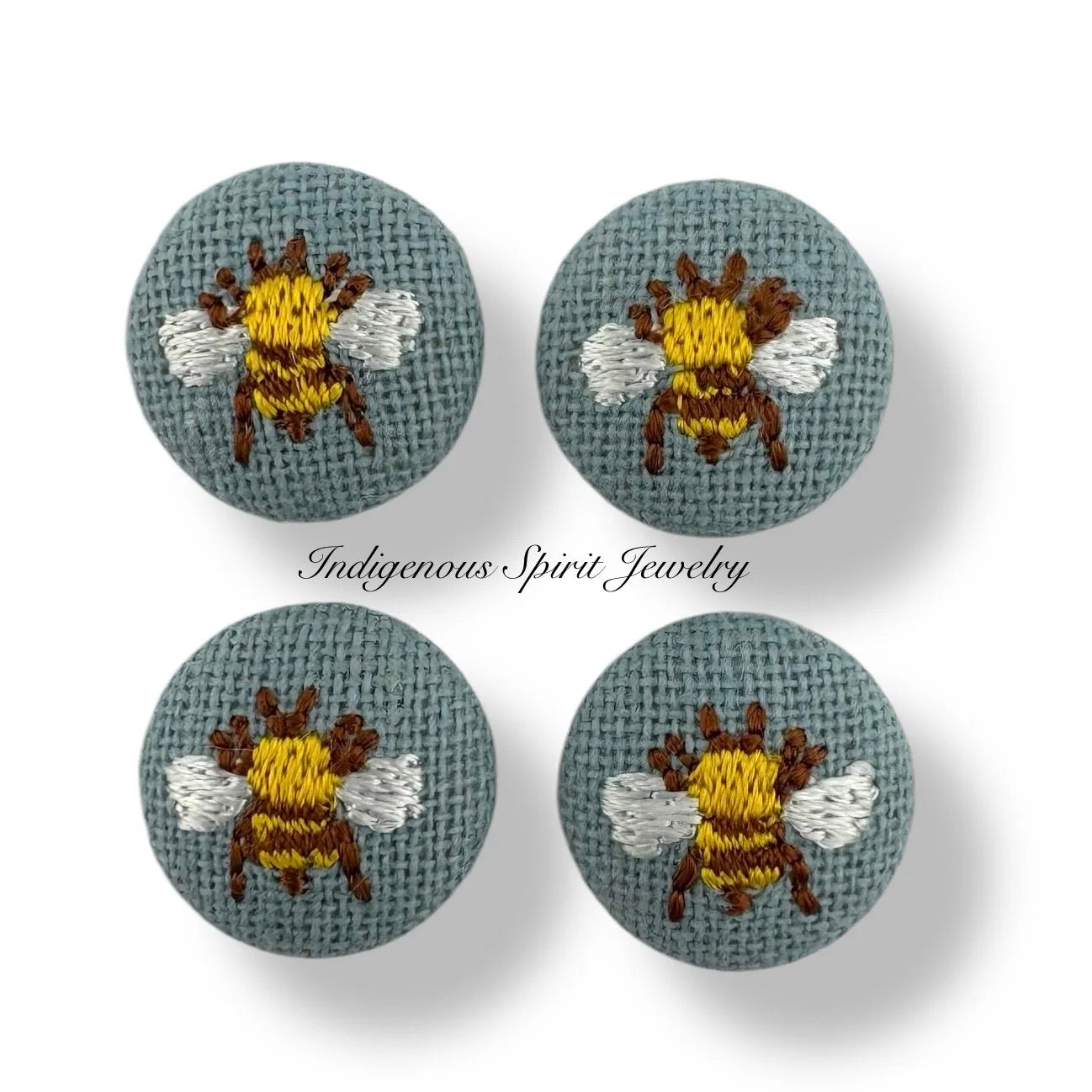 17mm Embroidered Bee Cabochons