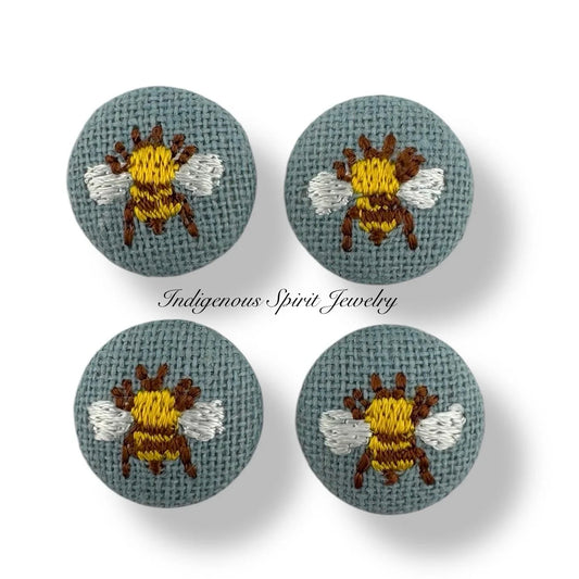 17mm Embroidered Bee Cabochons