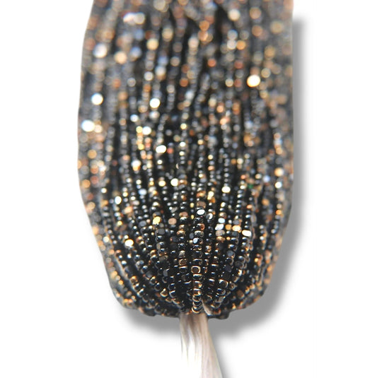 Patina Jet Black Bronze Gold 2-Cut Charlotte Cut Beads