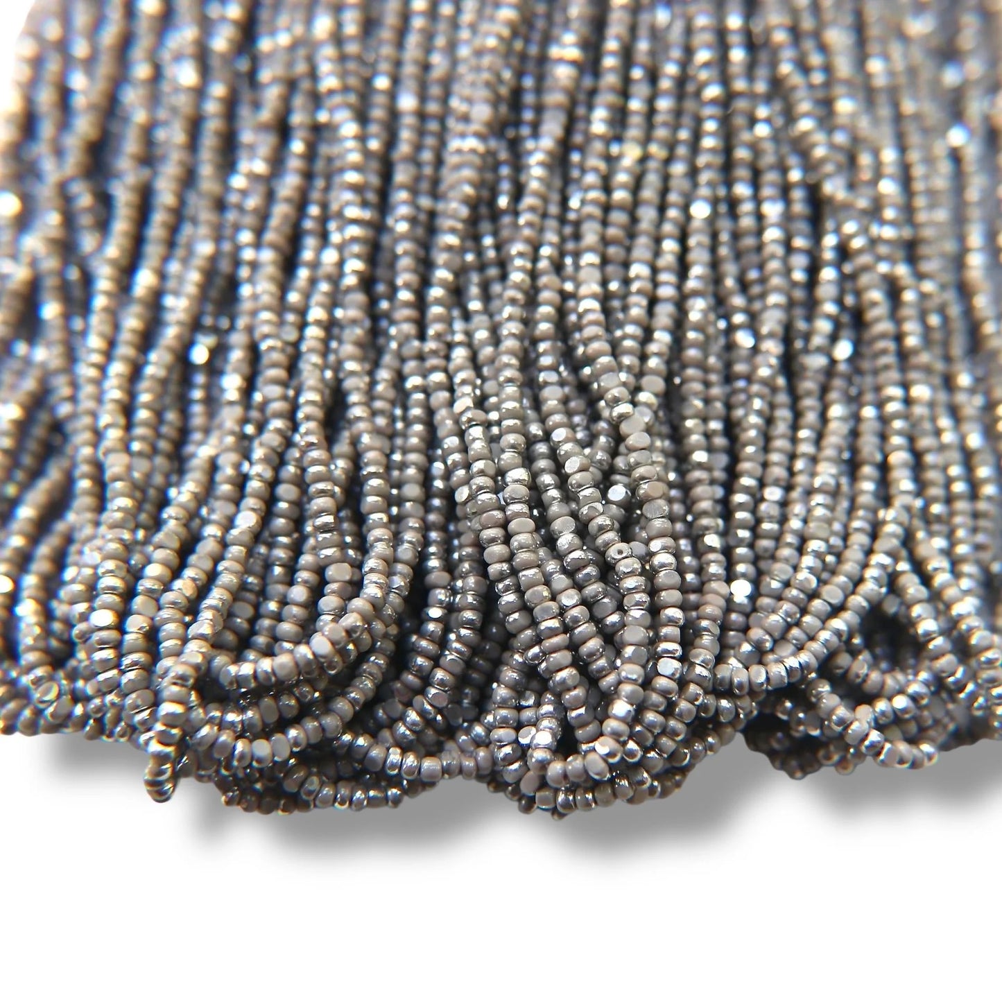 Patina Opaque Grey Silver 2-Cut Charlotte Cut Beads