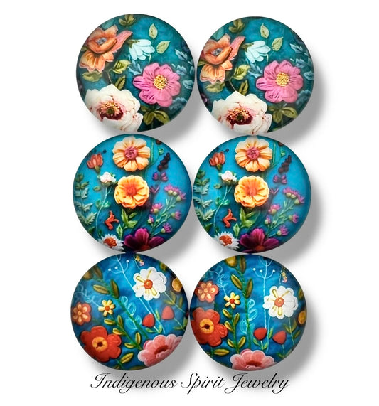 Flower Field Glass Cabochons (18mm)