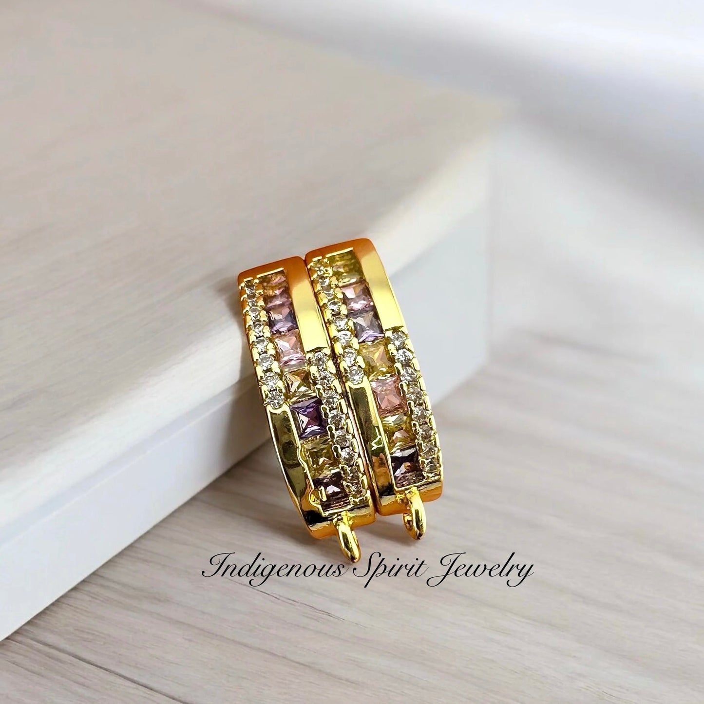 Horseshoe style Multi Coloured 18k Gold Plated, Cubic Zircon Findings