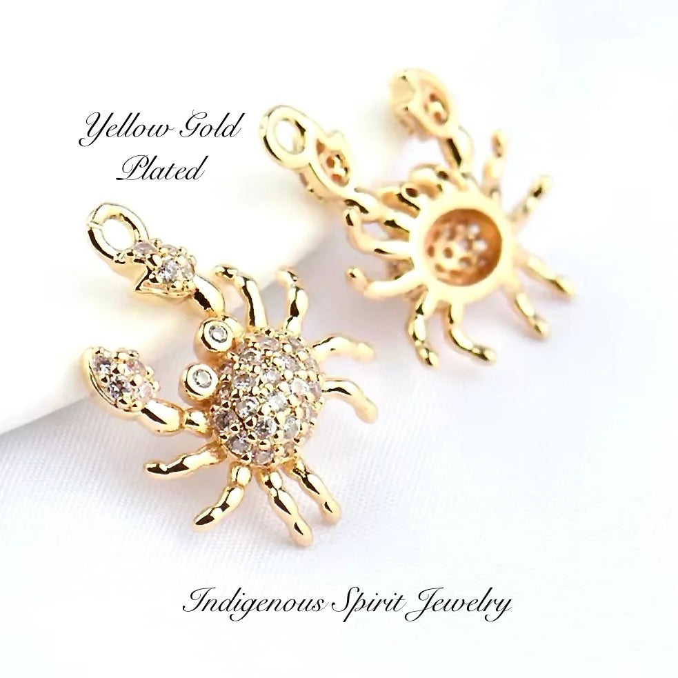 Crab Charms with Zircon Crystals