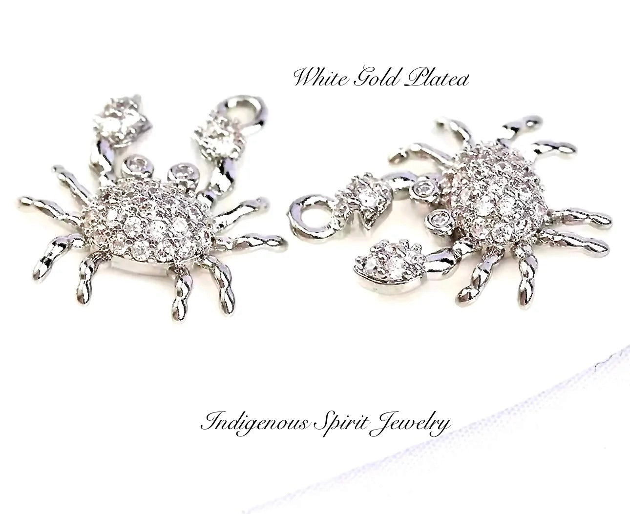 Crab Charms with Zircon Crystals
