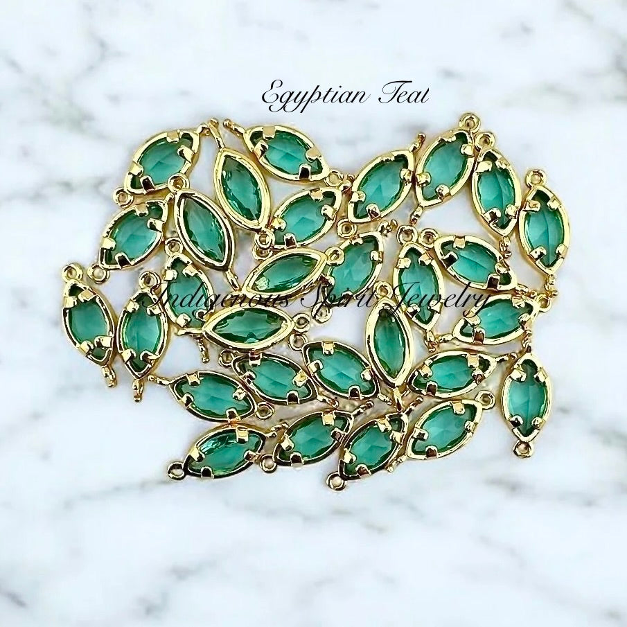 18k Gold Plated Marquis Connector Charms with Zircon Stones