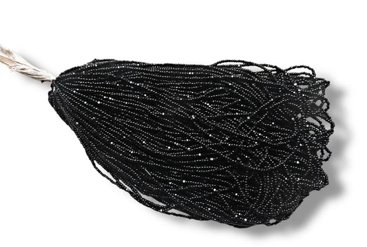 Jet Black 2-Cut Charlotte Cut Beads