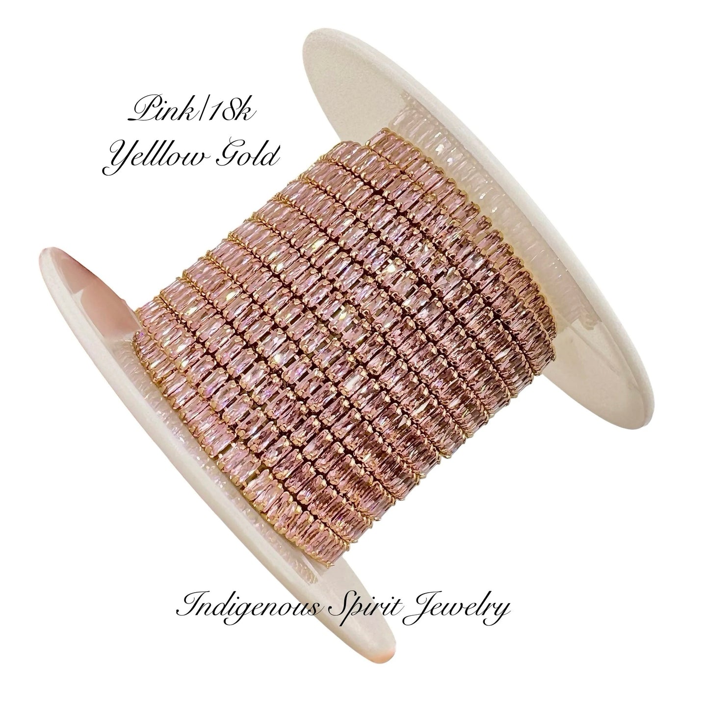 Pink/18k Yellow Gold Plated Baguette Cubic Zirconia Banding