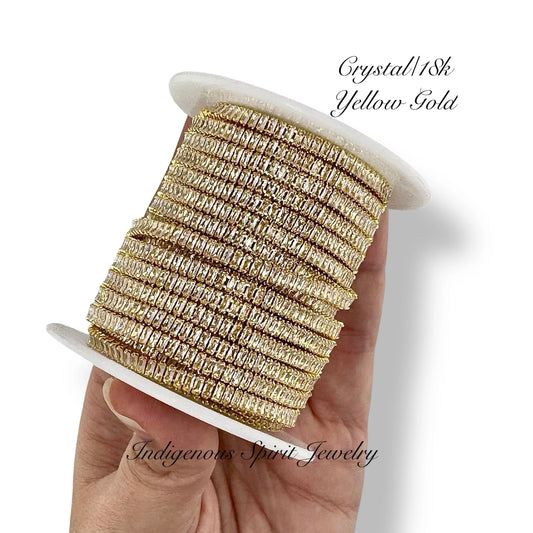 Crystal/18k Yellow Gold Plated Baguette Cubic Zirconia Banding