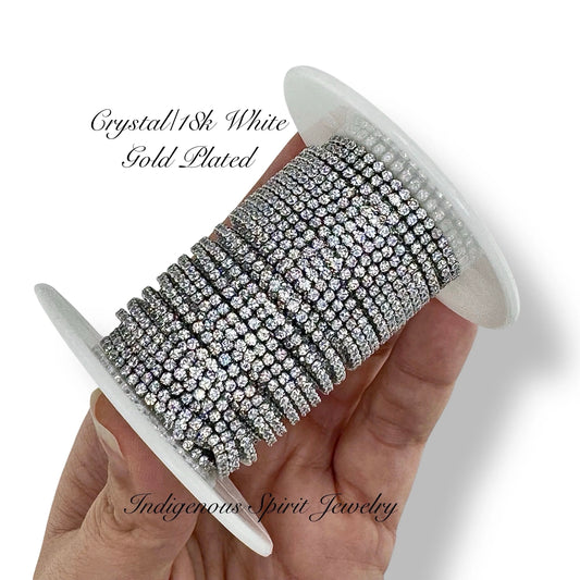 Crystal/18k White Gold Plated Square Micro Cubic Zirconia Banding