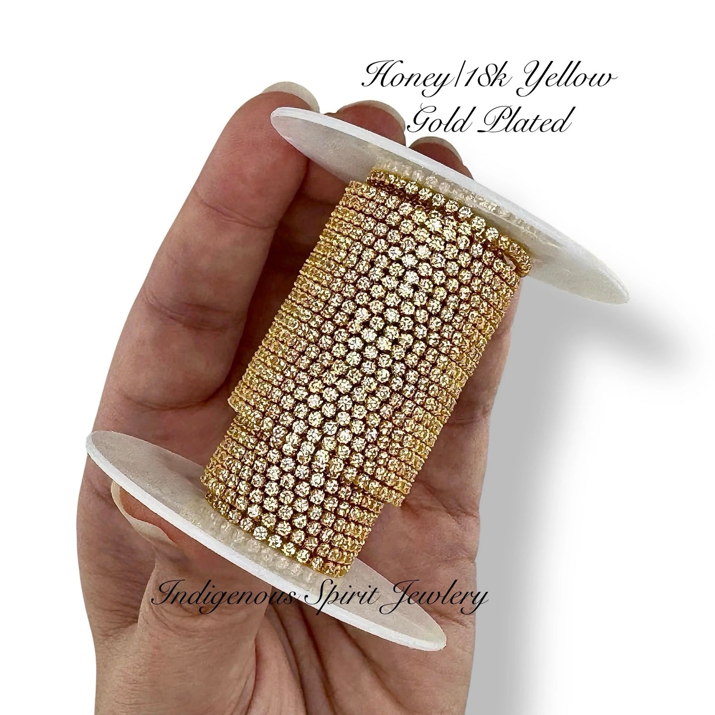 Honey/18k Yellow Gold Plated Square Micro Cubic Zirconia Banding